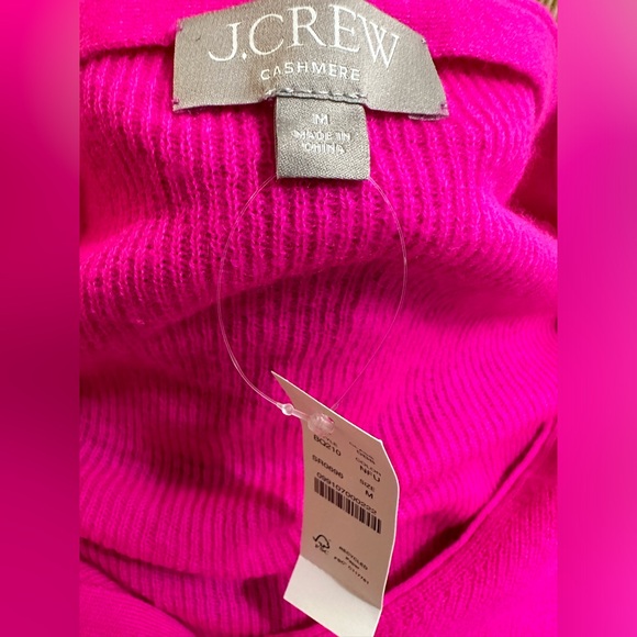 NWT J CREW CASHMERE Featherweight Shrunken Cardigan Sweater Neon Fushia Medium - Picture 6 of 8